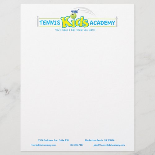 Tennis Kids Academy custom letterhead template