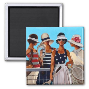 Tennis Ladies By Trish Biddle Magnet by trishbiddle at Zazzle