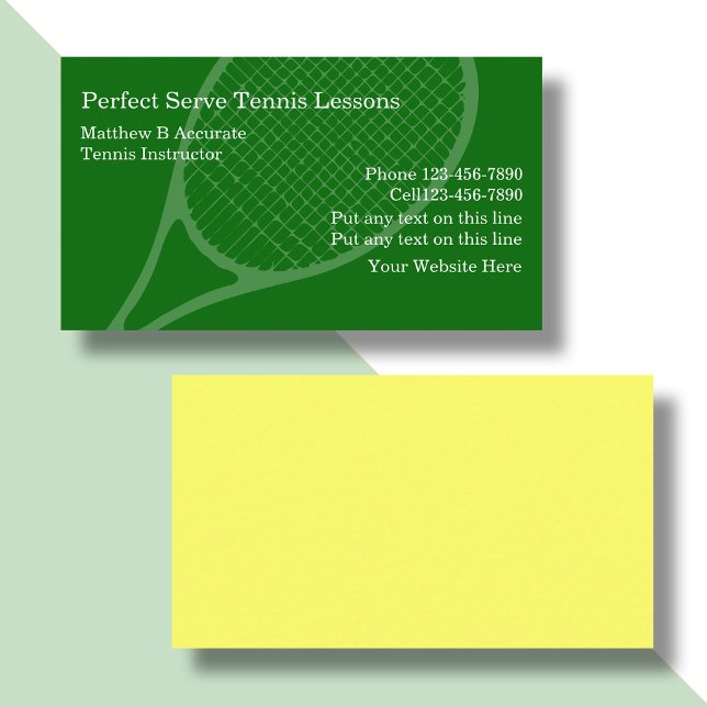 Tennis Lessons Business Cards (Creator Uploaded)