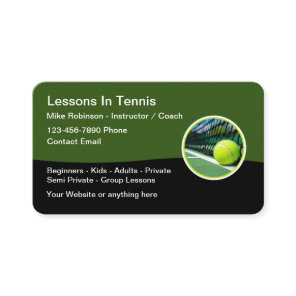 Tennis Lessons Coach Business Cards