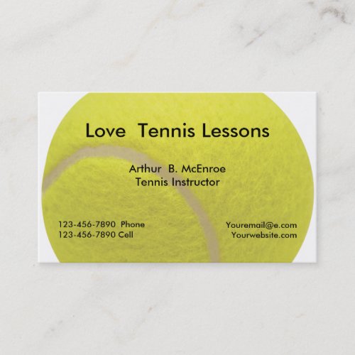 Tennis Lessons Instructor Business Card