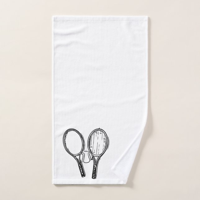 Tennis life is better on the court black and white hand towel  (Hand Towel)