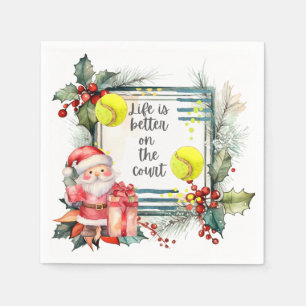 Tennis Life is better on the court Christmas Party Napkins