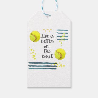 Tennis Life is better on the court watercolor Gift Tags