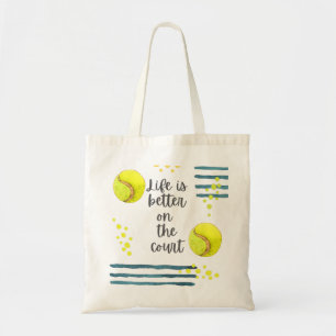 Tennis Life is better on the court watercolor Tote Bag