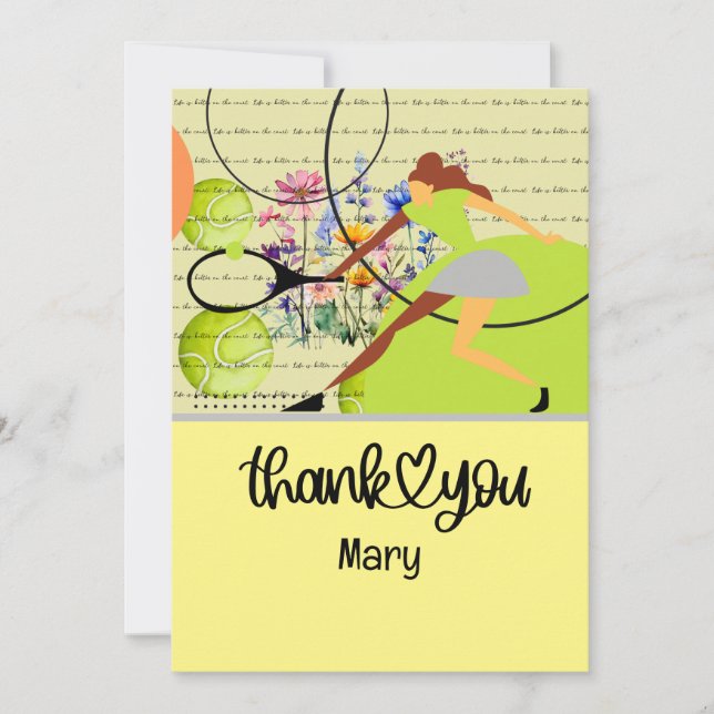 Tennis Life is better on the court woman player  Thank You Card (Front)