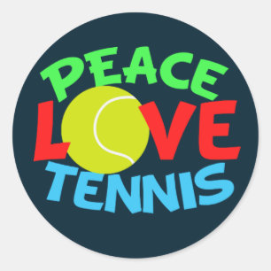 Tennis Love Blue Christmas Classic Round Sticker