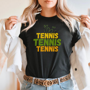 Tennis Love – Bold Green & Yellow Heart Vibes T-Shirt