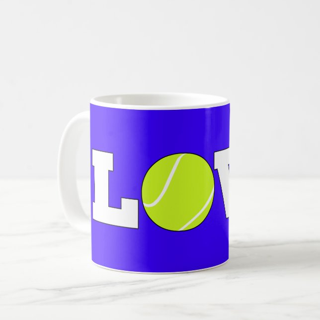 Tennis LOVE Coffee Mug For Tennis Player or Coach (Front Left)