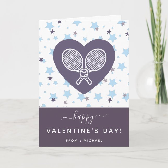 Tennis Love Crossed Rackets Personalized Romantic Card (Front)