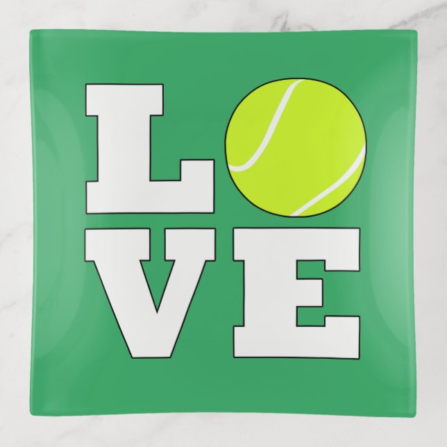 Tennis LOVE Custom Background Color Tennis Lover Trinket Tray (Front)
