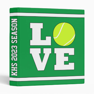 Tennis LOVE Custom Text and Team Color Sports 3 Ring Binder