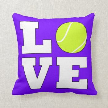 Tennis Love Cute Square Throw Pillow by SoccerMomsDepot at Zazzle
