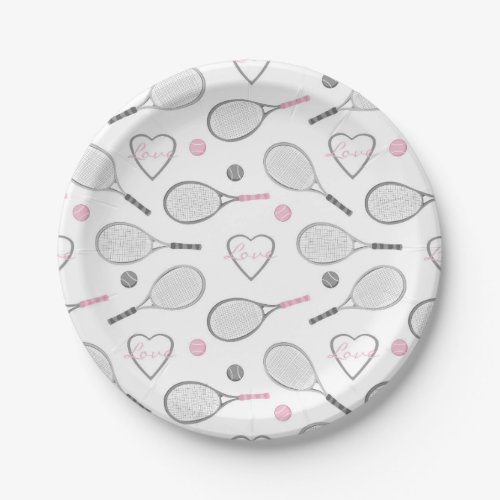 Tennis Love Pattern Paper Plates