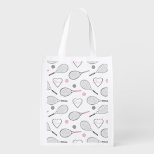 Tennis Love Pattern Reusable Grocery Bag