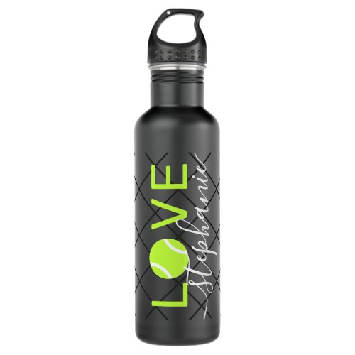 Tennis Love Personalized Black and Bright Stainless Steel Water Bottle