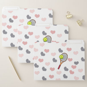 Tennis Love Romantic Hearts & Racket Pattern Girls File Folder
