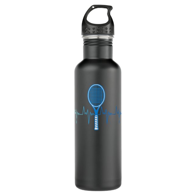 Tennis Love Tennis Heartbeat Tennis Player  Stainless Steel Water Bottle (Front)