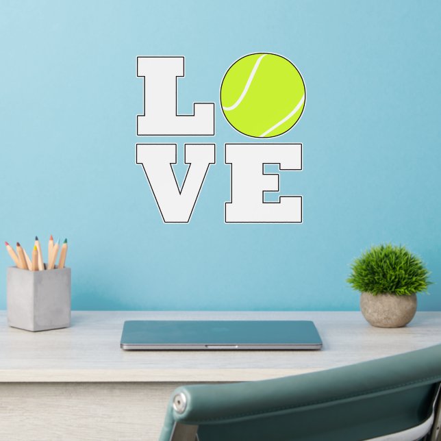 Tennis LOVE Tennis Player or Coach Custom Cut Wall Wall Decal (Home Office 2)