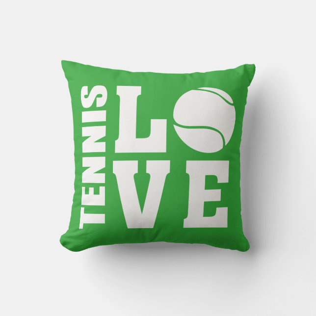 Tennis Love, Tennis Players, lawn Green Throw Pillow (Front)