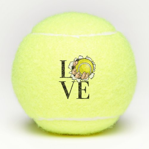 Tennis Love Trendy Typography Text Valentines Day Tennis Balls