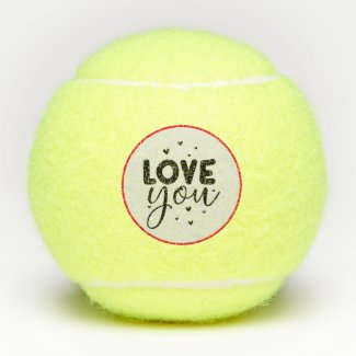 Tennis love you with red heart for Valentine's Day Tennis Balls