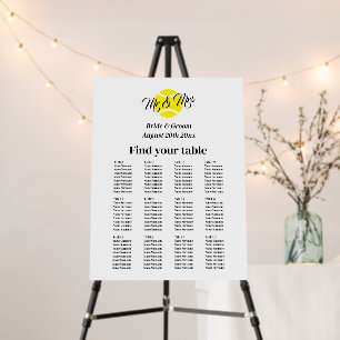 Tennis lover wedding seating chart foam board