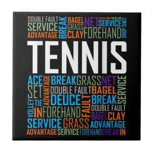 Tennis Lover Words T Shirt Gift for Players and Co Ceramic Tile