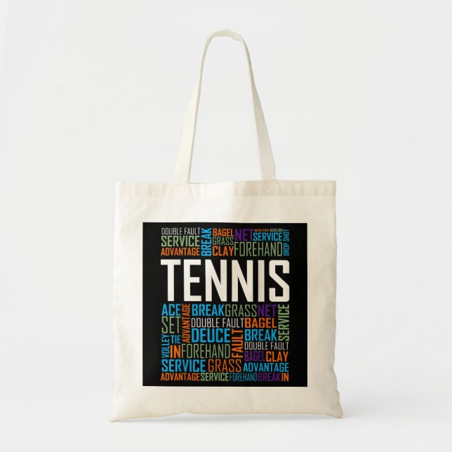 Tennis Lover Words T Shirt Gift for Players and Co Tote Bag (Front)