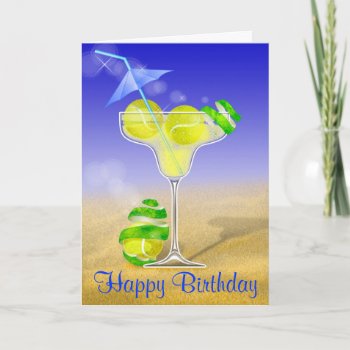 Tennis Margarita Happy Birthday Card by ArtaglioSports at Zazzle
