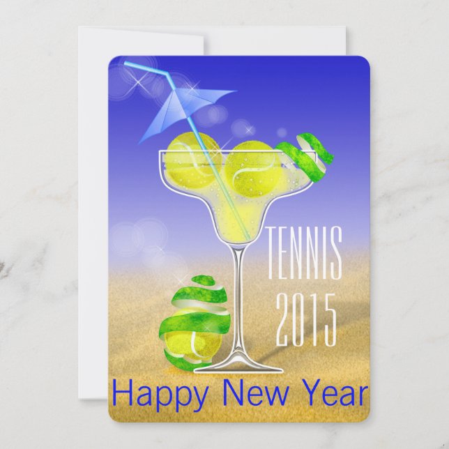 Tennis Margarita New Year's party Invitation (Front)
