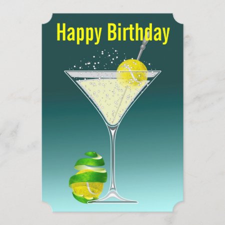 Tennis Martini Birthday Party Invitation