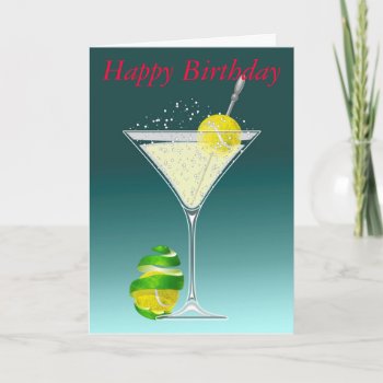 Tennis Martini Happy Birthday Card by ArtaglioSports at Zazzle