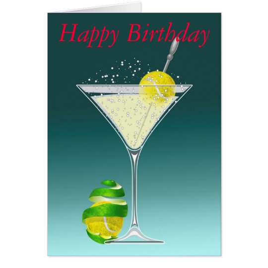 Tennis Martini Happy Birthday Card Zazzle