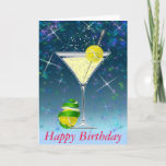 Tennis Martini Happy Birthday Card at Zazzle