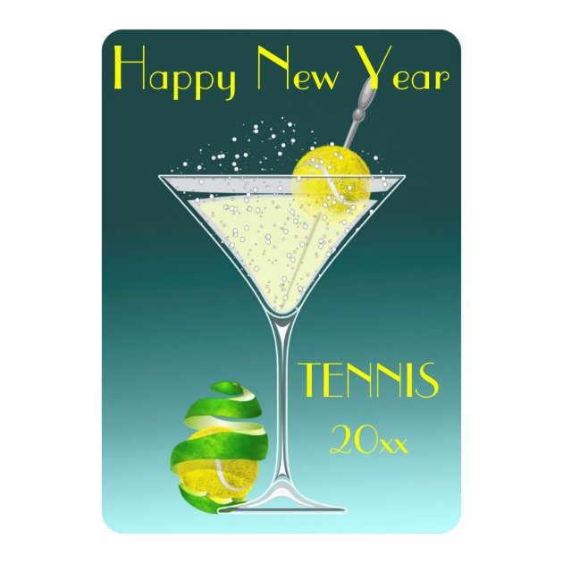Tennis Martini New Year Party Invitation