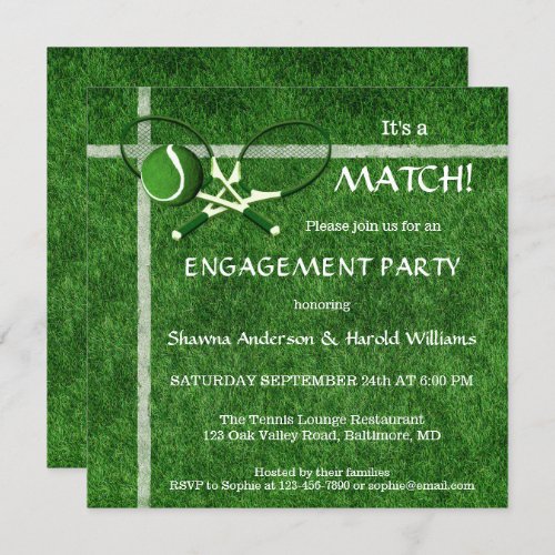 Tennis Match Themed Engagement Party Invitation