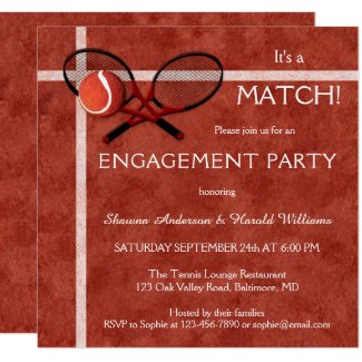 Tennis Match Themed Engagement Party Invitation