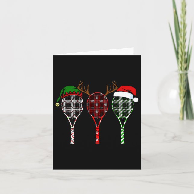 Tennis Merry Chistmas 3 Tennis Racket Christmas  Card (Front)