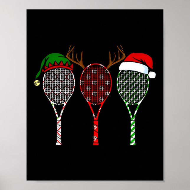 Tennis Merry Chistmas 3 Tennis Racket Christmas  Poster (Front)