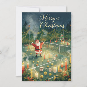 Tennis Merry Christmas Santa Claus in the court Holiday Card