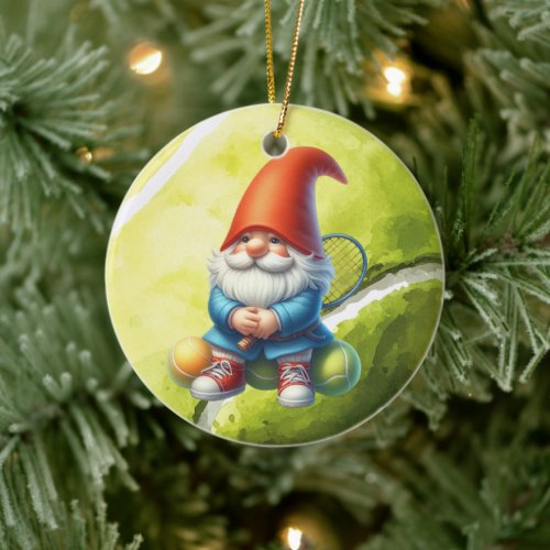 Tennis  Merry Christmas themed Ceramic Ornament