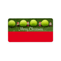 Tennis Merry Christmas with ball and Santa Claus Label