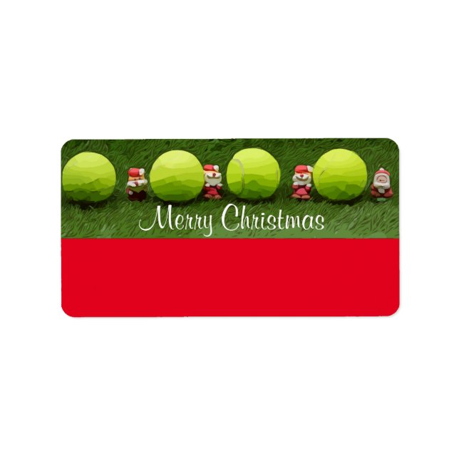 Tennis Merry Christmas with ball and Santa Claus Label (Front)