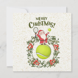 Tennis Merry Christmas with Santa Claus Holiday Card