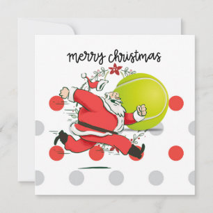 Tennis Merry Christmas with Santa Claus Holiday Card