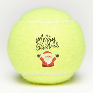 Tennis Merry Christmas with Santa Claus on the top Tennis Balls