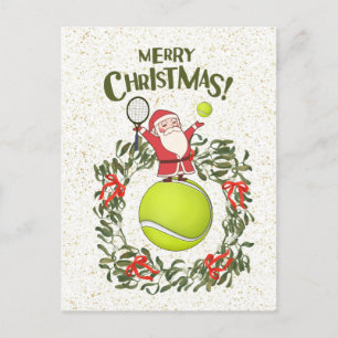 Tennis Merry Christmas with Santa Claus Postcard