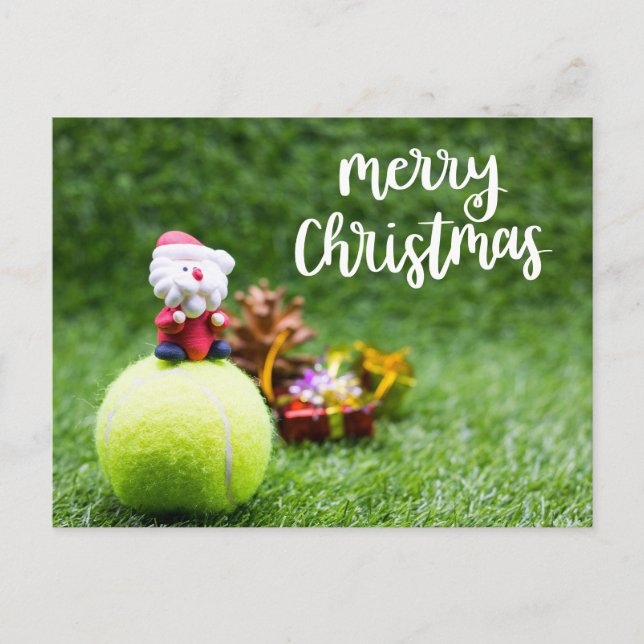 Tennis Merry Christmas with Santa Claus  Postcard (Front)