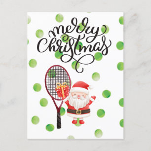 Tennis Merry Christmas with Santa Claus Postcard